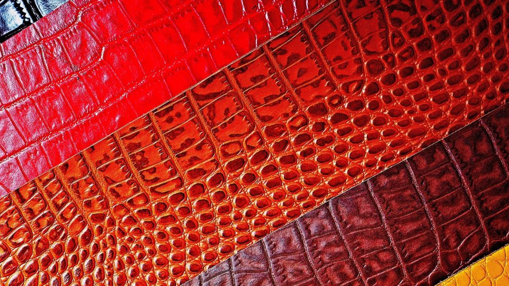 many leather textures and colors